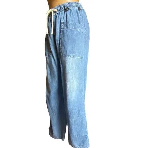 W.A.Y/Wonderful and Young Wide Leg Drawstring Waist Blue Jeans Sz S #134Q - Picture 4 of 7